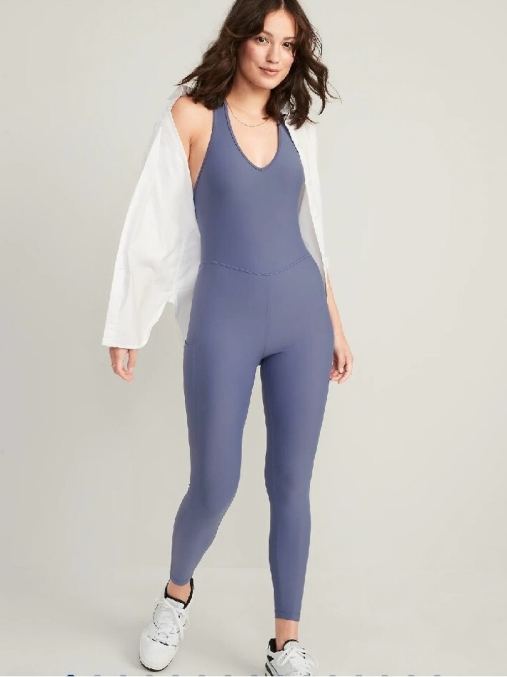PowerSoft CrissCross Open Back Bodysuit -  BLUE DUSK | MEDIUM Athleisure Romper